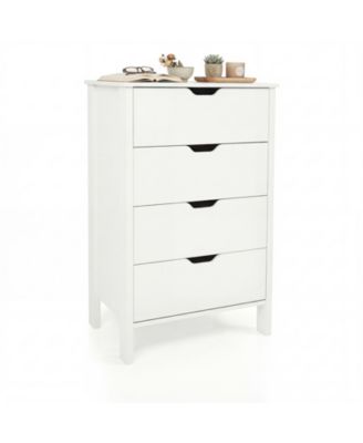 4-Drawer Nightstand Dresser Solid Wood with Anti-Tip Device