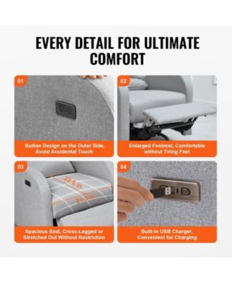 Electronic Power Recliner and Swivel Glider, 250 lbs Capacity, USB Port
