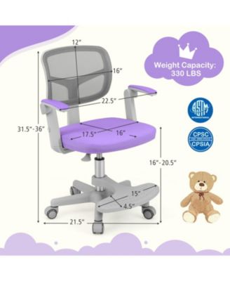Adjustable Children Desk Chair with Y-Shaped Lumbar Support and Footrest