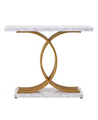 Narrow Console Sofa Table, 39.4 in, Behind Couch Table with Metal Frame