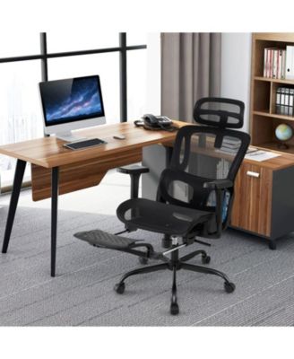 Ergonomic Swivel Office Chair with Adjustable Headrest and Footrest
