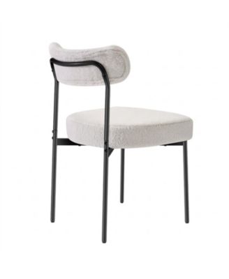 Boucle Dining Chairs Set of 6, Mid Century Modern Upholstered Side Chairs for Dining