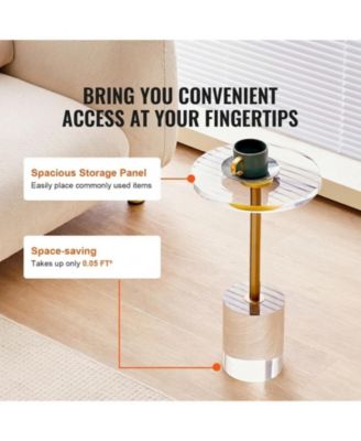 Clear Acrylic End Table, Round Side Table with Solid Base, 11.9 x 11.9 Inch