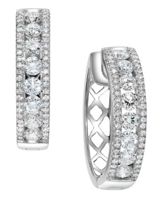 Diamond Openwork Small Hoop Earrings (1-1/2 ct. t.w.) in 14k White Gold