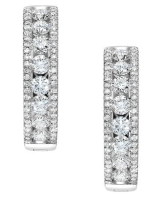 Diamond Openwork Small Hoop Earrings (1-1/2 ct. t.w.) in 14k White Gold