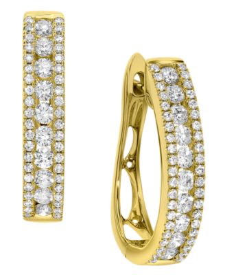 Diamond Oval Hoop Earrings (1 ct. t.w.) in 14k White Gold