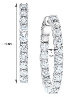 Diamond Small In & Out Hoop Earrings (5 ct. t.w.) in 14k White Gold, 1"