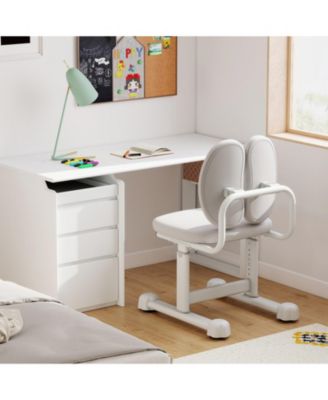 Padded Children Study Chair with Double Back Support and Adjustable Height