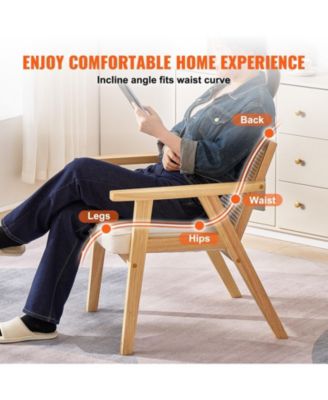 Mid Century Modern Rattan Chair, Velvet Upholstered Accent Chair for Living Room