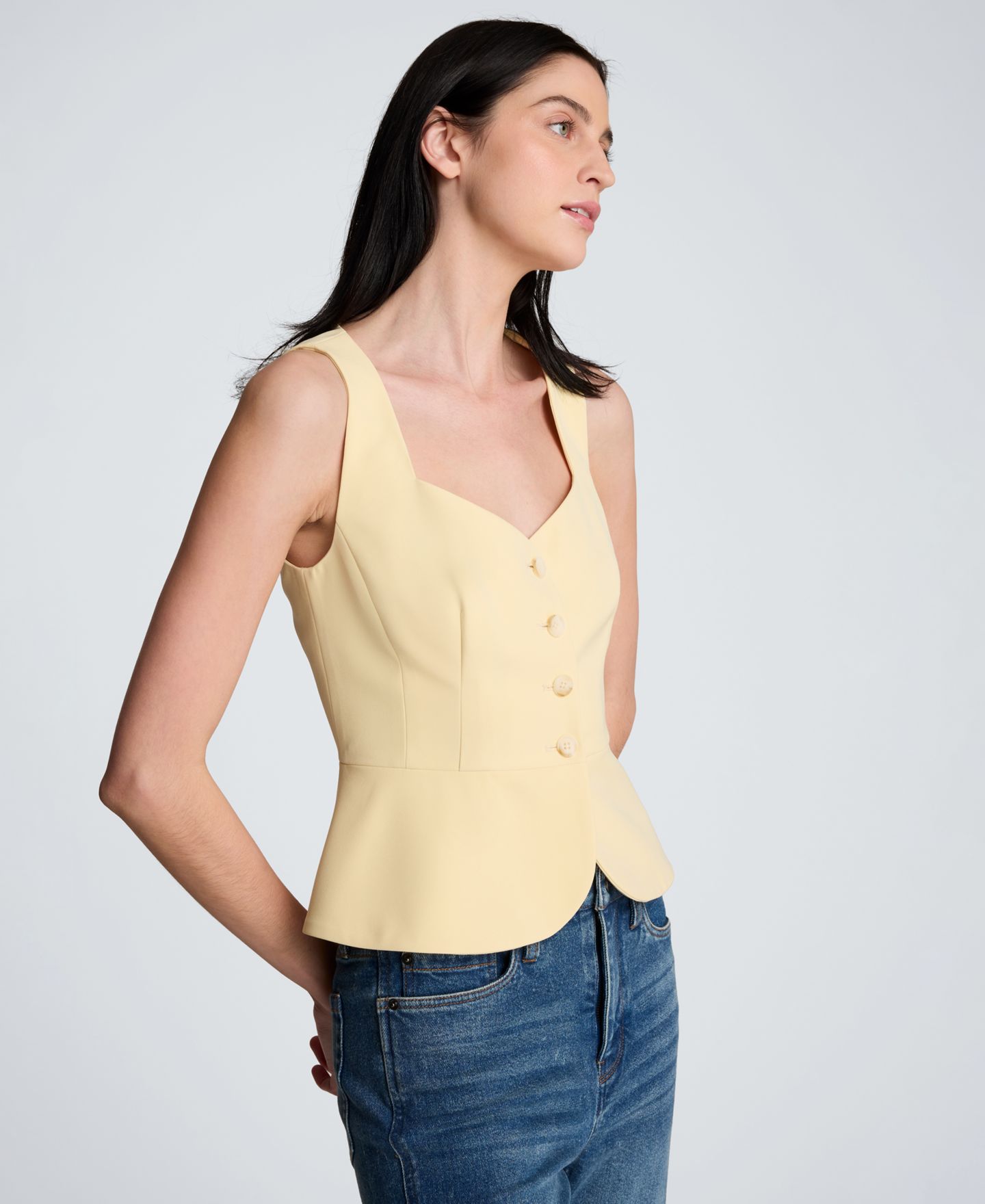 Женский жилет Kenneth Cole Sleeveless Curved Peplum, цвет: Пастельный жёлтый — фото 3