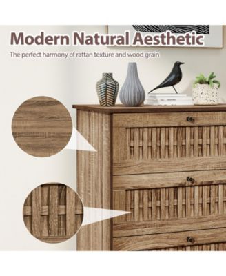 Oak 4-Drawer Storage Dresser with Metal Legs for Bedroom Organization