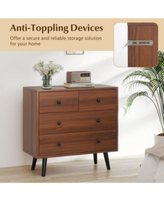 4 Drawer Wooden Dresser Wide Storage Cabinet for Bedroom