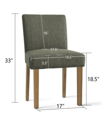 Set of 2 Linen Upholstered Dining Chairs with Solid Wood Legs