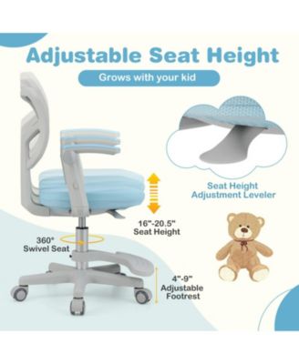 Adjustable-Height Children Study Chair with Armrest and Footrest