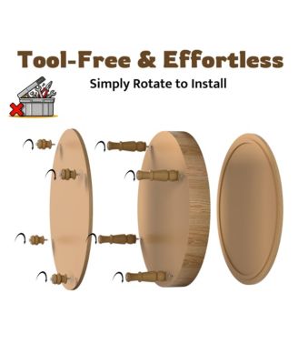 Round Solid Wood Coffee Table, Modern Center Table with Hidden Storage, Two-Tier Design for Living Room, Office