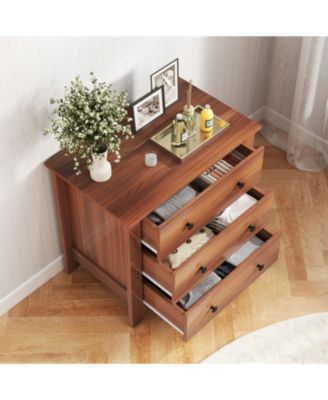 3-Drawer Chest Dresser with Raised Base for Bedroom