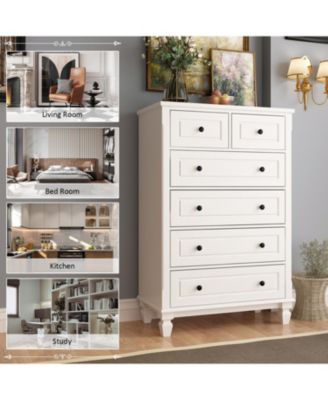 Modern 6-Drawers Wood Chest of Drawer Dresser, bedroom nightstand, wooden end table