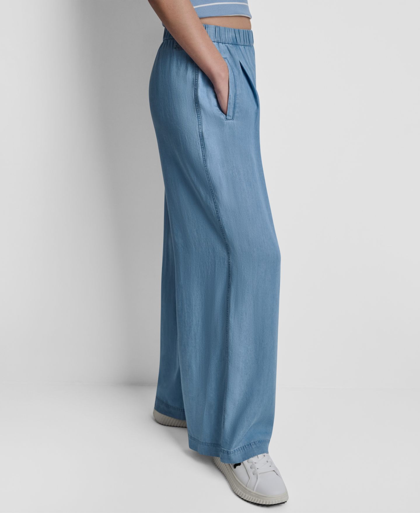 Женские брюки DKNY Jeans High-Rise Wide-Leg Pull-On, цвет: Шамбре — фото 4