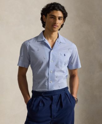 Men's Classic-Fit Sailboat Seersucker Shirt