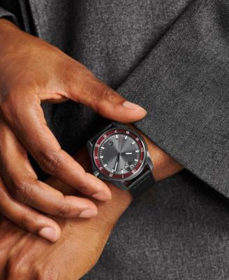 Men's Bold Verso S Swiss Quartz Black Leather Watch, 42mm