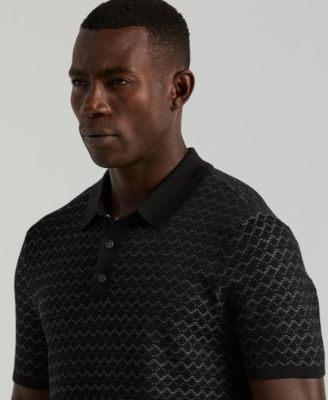 Men's Geo Jacquard Short Sleeve Polo Sweater