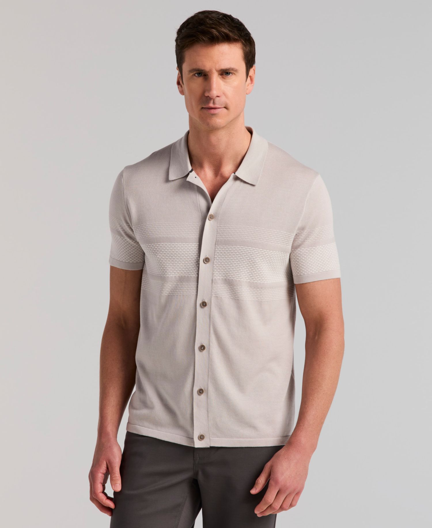 Men's Textured Button Front Shirt