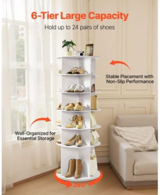 6-Tier Rotating Shoe Rack 360 Spinning Shoe Organizer for Bedroom Closet