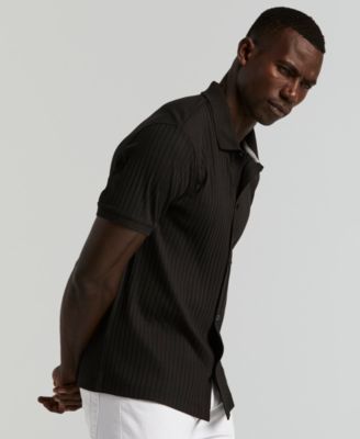 Men's Vertical Rib Button Front Shirt