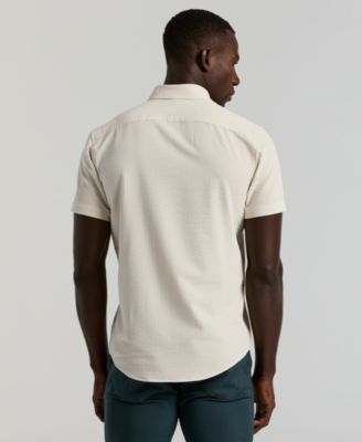 Men's Slim-Fit Stretch Solid Button-Down Seersucker Shirt