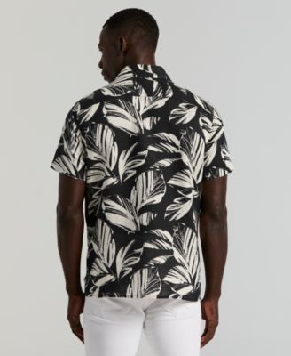 Men's Leaf Print Camp Collar Shirt