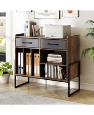 Mid Century Modern Record Player Stand with Charging Station