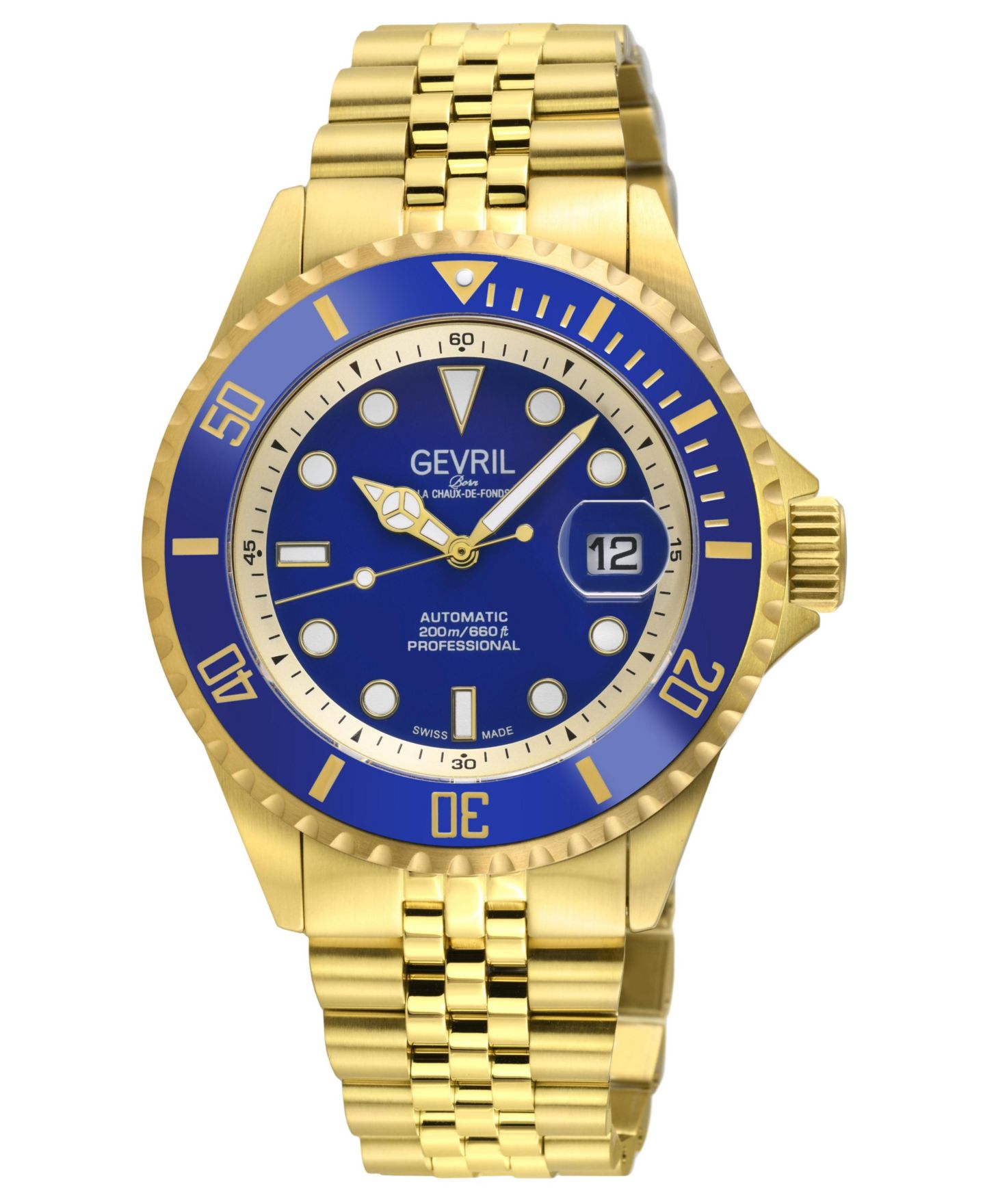 Мужские часы Gevril Wall Street Swiss Automatic IP Bracelet Watch — фото 1