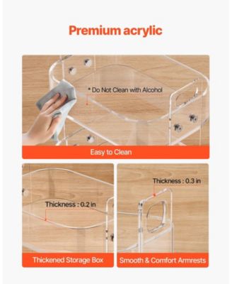 Acrylic Table with Wheels, 2-Tiers Mobile Rolling Cart, Modern Storage Desk