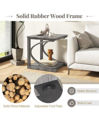 C Shaped Two Tier End Table for Sofa and Bedside