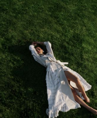 Women's Spread Collar Tulle Trench Coat