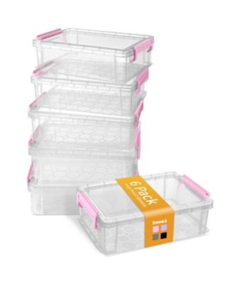 6pack Pencil Box Plastic Case Crayon Marker Organizer Container Lid Stackable Storage Craft Pen Art School