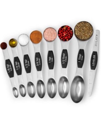Set of 8 Stackable Magnetic Measuring Spoons with Leveler