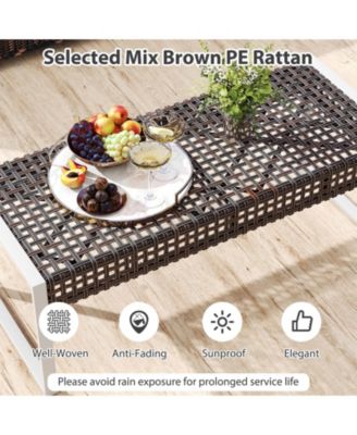 43 in Patio Rectangular Ottoman with Metal Legs and Cushion