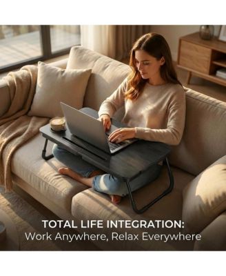 17" Foldable Laptop Bed Desk Tray Table Cup Holder