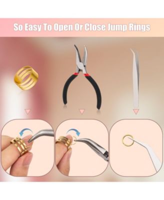 1200pcs Jump Rings Necklace Repair Kit Tools Pliers Tweezers Lobster Clasps Crafts Key Chains