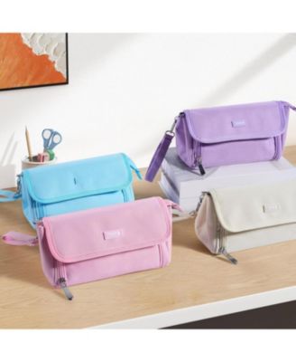 Super Large Pencil Case 3 Compartments Cute Pouch Zipper Portable Stationery Pen School Supplies Teen Girl