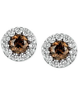 image of Le Vian Chocolatier Diamond Stud Earrings (1 ct. t.w.) in 14k White Gold