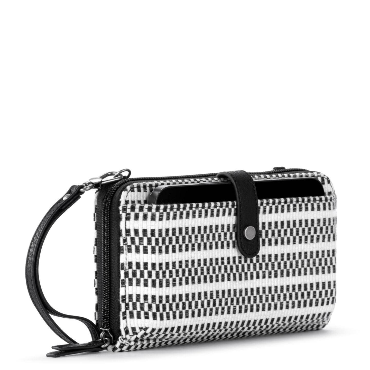 Женский кошелёк Sakroots Smartphone Crossbody Purse - Cellphone Bag and Wallet For Everyday - Convertible Wristlet With Zipper, цвет: Чёрный / Белый — фото 2