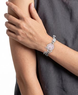 Women's Iris Silver Tone Stainless Steel Charm Bracelet Watch, 22.5mm