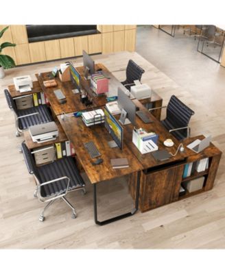 55" L Desk Reversible with 3 Drawers and Adjustable Storage Shelf