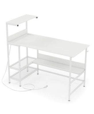 Computer Desk 48 Inch with Power Ports and Storage Organizer