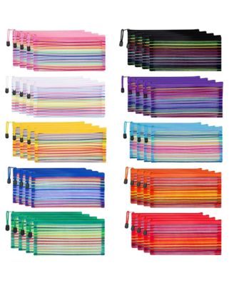 40pcs Zipper Mesh Pouch Storage Pencil Case Multipurpose School Office Cosmetic Travel Accessory