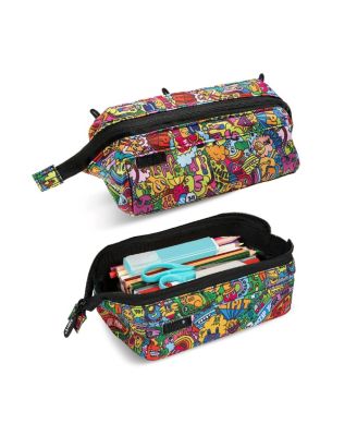 Lenny Pencil Case Doodles Zipper Pouch Makeup Stationery Bag School Travel Washable Polyester Kids Teens Adults