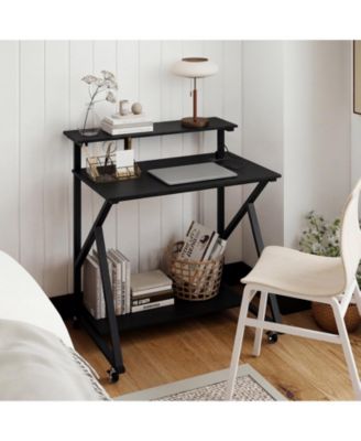 Rolling 32” Computer Desk with Power Outlets for Home Office