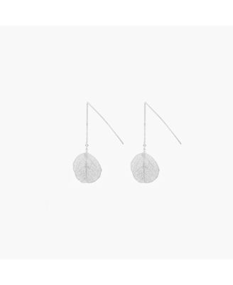 Sienna Textured Leaf Disc Threader Earrings Sculptural Trendy